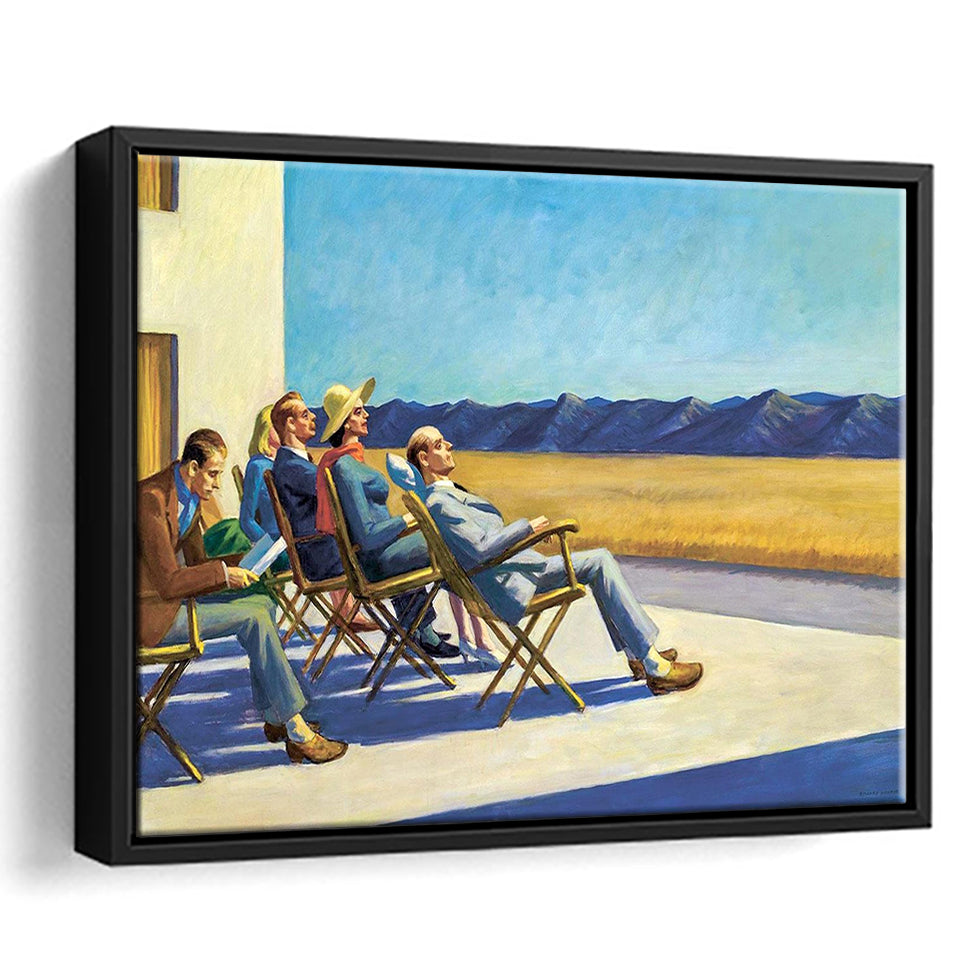 People In The Sun On Canvas,Edward Hopper Artworks, Framed Canvas Print Wall Art Decor,Floating Frame