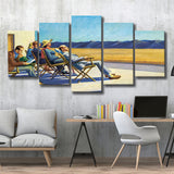 People In The Sun On Canvas,Edward Hopper Artworks, Multi Panel Canvas Print Wall Art Decor, 5 Mixed Panel