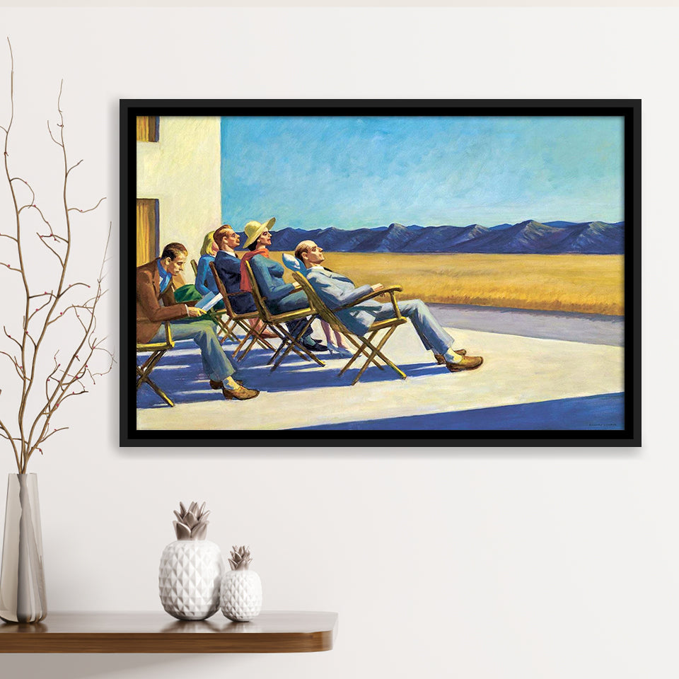 People In The Sun On Canvas,Edward Hopper Artworks, Framed Canvas Print Wall Art Decor,Floating Frame
