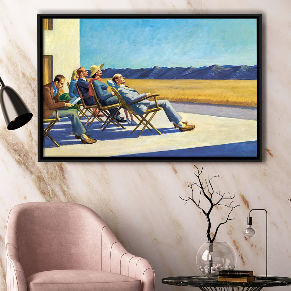 People In The Sun On Canvas,Edward Hopper Artworks, Framed Canvas Print Wall Art Decor,Floating Frame