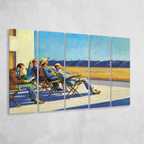 People In The Sun On Canvas,Edward Hopper Artworks, Extra Large Multi 5 Panel Canvas Print Wall Art Decor