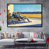 People In The Sun On Canvas,Edward Hopper Artworks, Framed Canvas Print Wall Art Decor,Floating Frame
