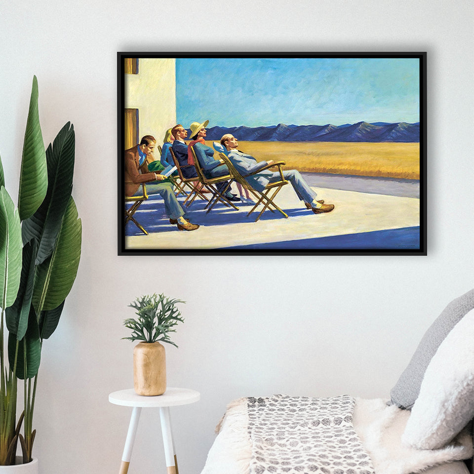 People In The Sun On Canvas,Edward Hopper Artworks, Framed Canvas Print Wall Art Decor,Floating Frame