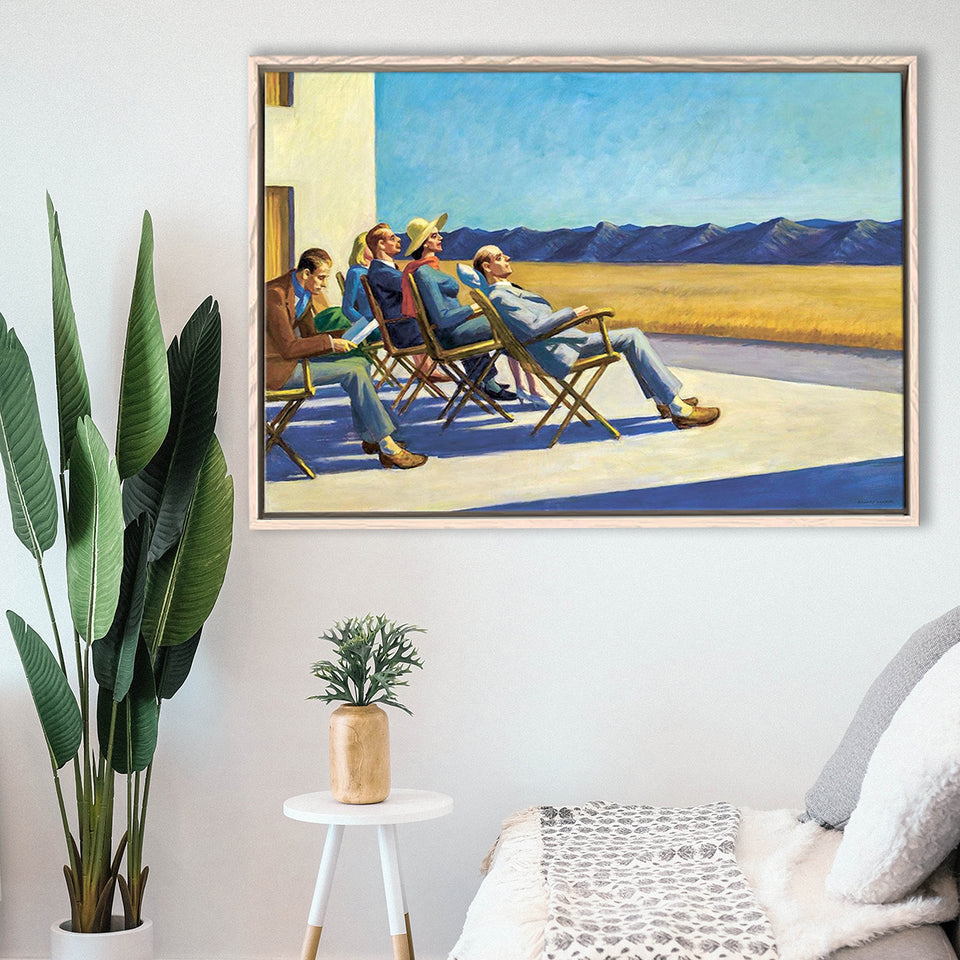 People In The Sun On Canvas,Edward Hopper Artworks, Framed Canvas Print Wall Art Decor,Floating Frame