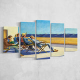 People In The Sun On Canvas,Edward Hopper Artworks, Multi Panel Canvas Print Wall Art Decor, 5 Mixed Panel