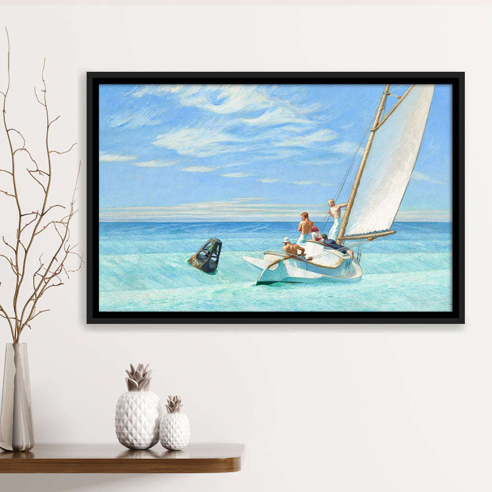 Edward Hopper,Ground Swell 1939 Art Print, Framed Canvas Print Wall Art Decor,Floating Frame