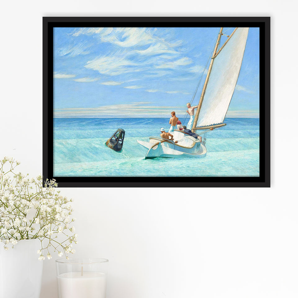 Edward Hopper,Ground Swell 1939 Art Print, Framed Canvas Print Wall Art Decor,Floating Frame