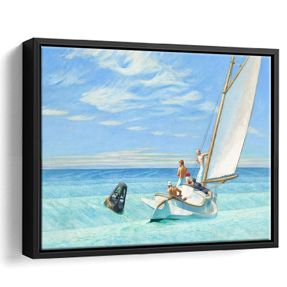 Edward Hopper,Ground Swell 1939 Art Print, Framed Canvas Print Wall Art Decor,Floating Frame