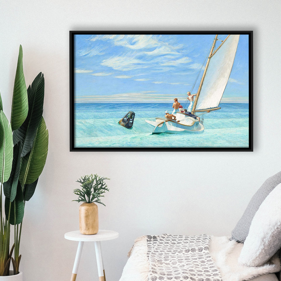 Edward Hopper,Ground Swell 1939 Art Print, Framed Canvas Print Wall Art Decor,Floating Frame