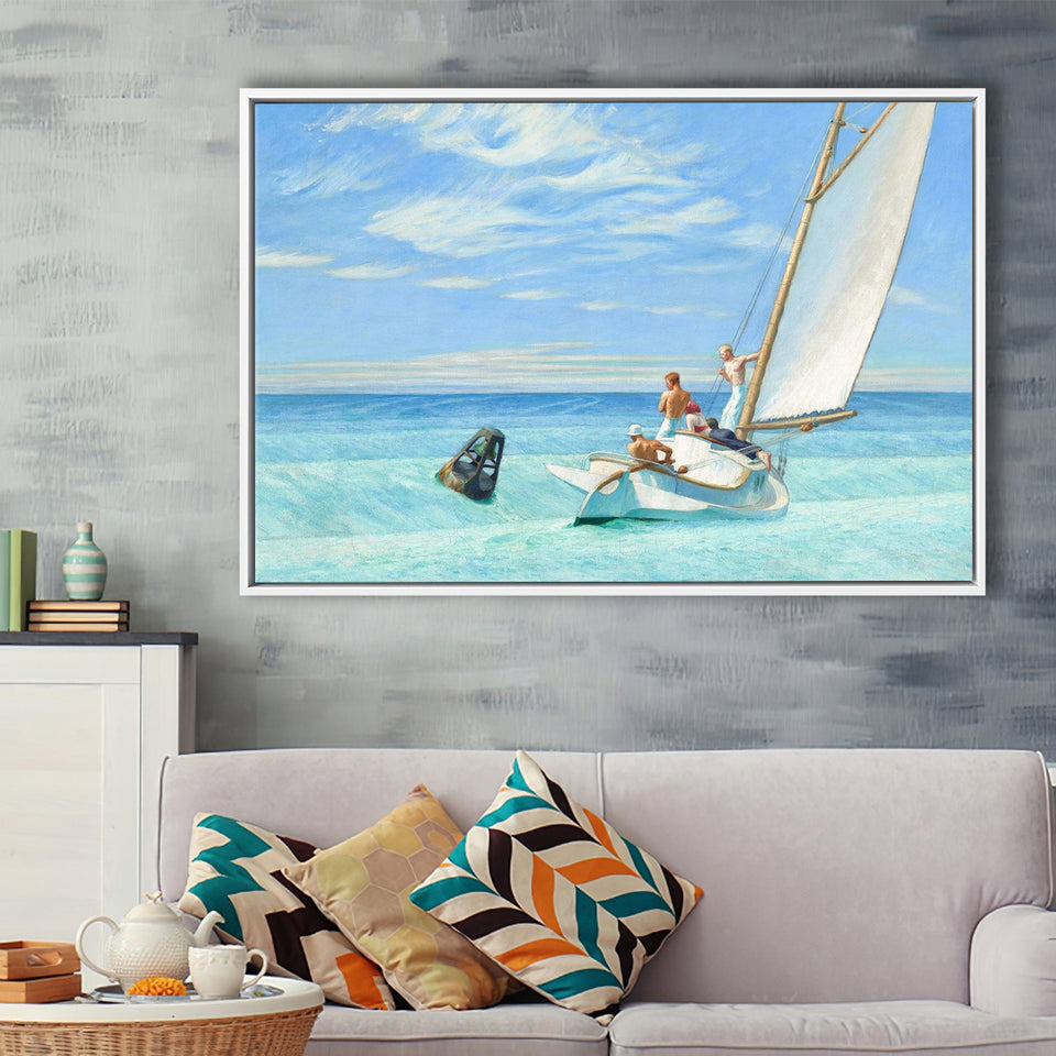 Edward Hopper,Ground Swell 1939 Art Print, Framed Canvas Print Wall Art Decor,Floating Frame