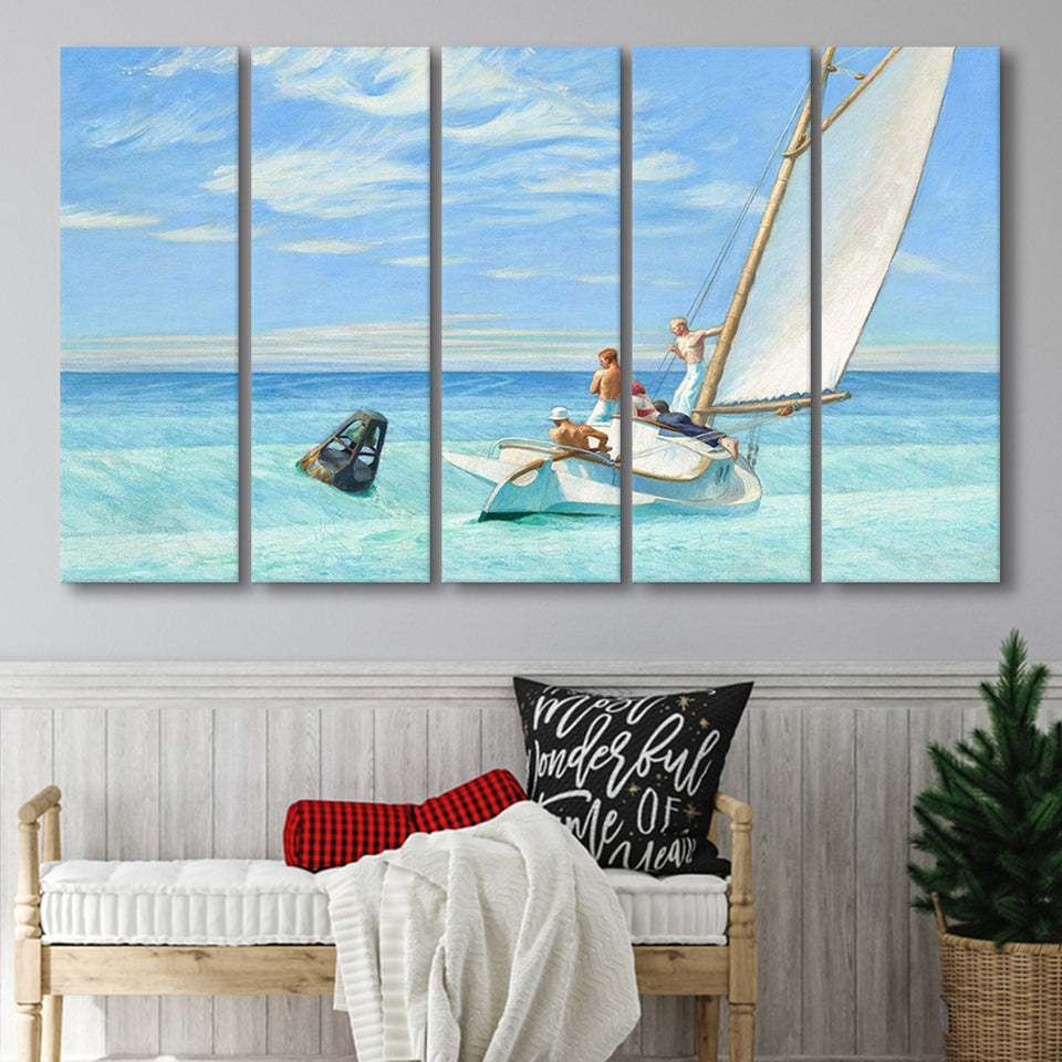 Edward Hopper,Ground Swell 1939 Art Print, Extra Large Multi 5 Panel Canvas Print Wall Art Decor