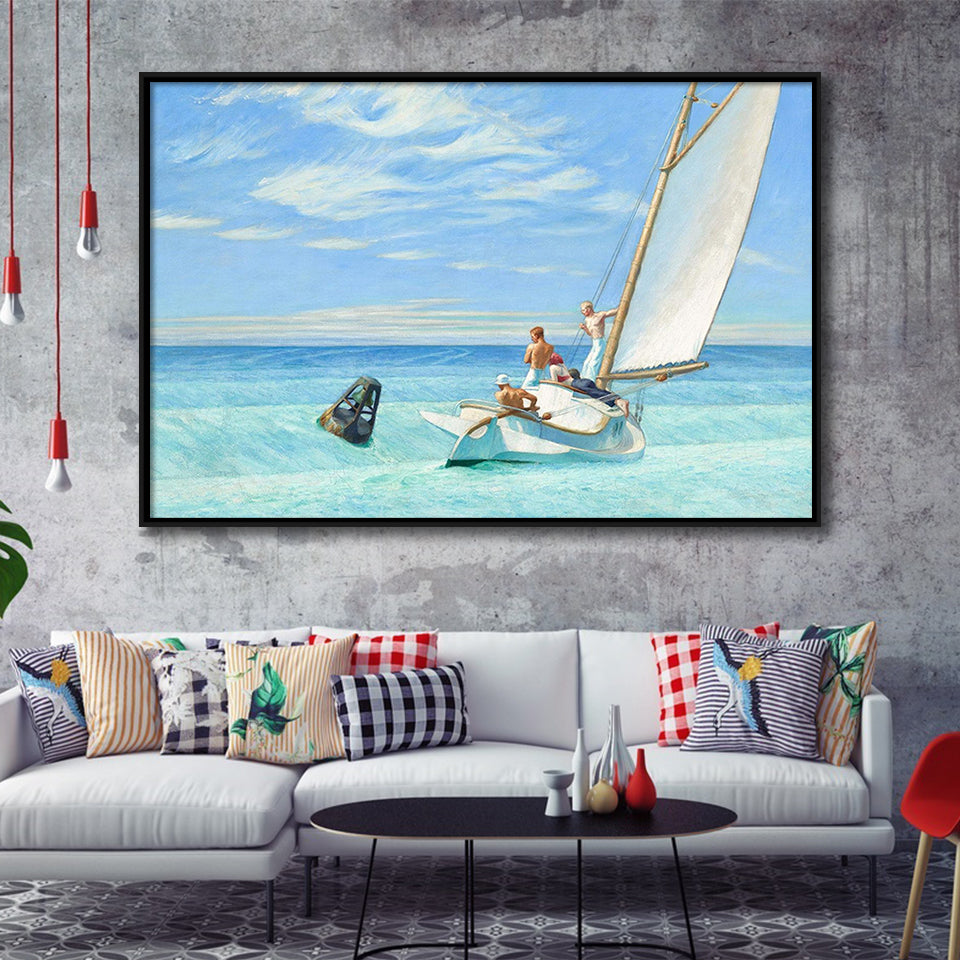 Edward Hopper,Ground Swell 1939 Art Print, Framed Canvas Print Wall Art Decor,Floating Frame