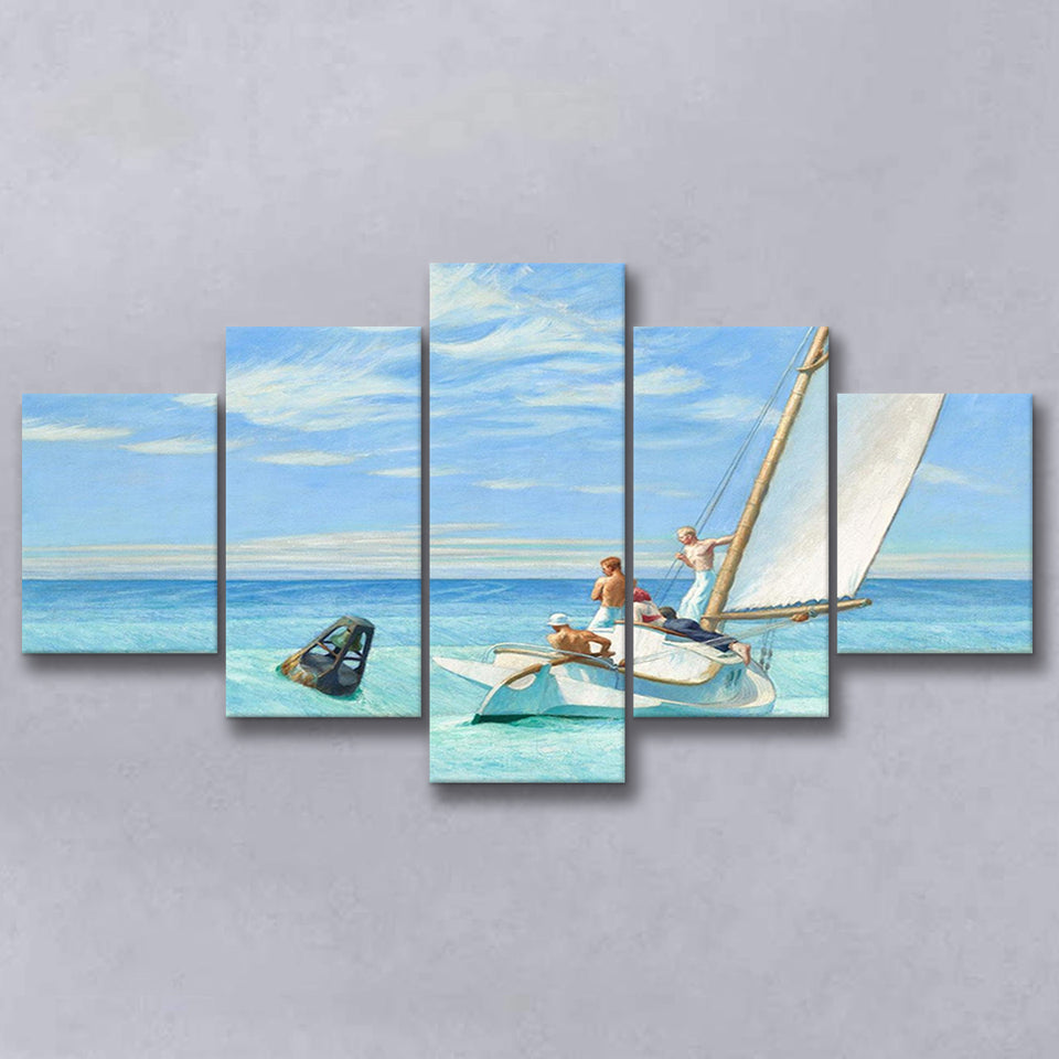 Edward Hopper,Ground Swell 1939 Art Print, Multi Panel Canvas Print Wall Art Decor, 5 Mixed Panel