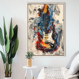 Electric Guita Art Watercolor Mixed Color Painting, Framed Canvas Prints Wall Art Decor, Floarting Frame Painting Canvas Art