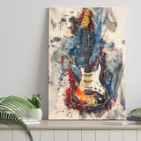 Electric Guita Art Watercolor Mixed Color Painting, Canvas Prints Wall Art Home Decor, Painting Canvas Art