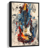 Electric Guita Art Watercolor Mixed Color Painting, Framed Canvas Prints Wall Art Decor, Floarting Frame Painting Canvas Art