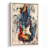Electric Guita Art Watercolor Mixed Color Painting, Framed Canvas Prints Wall Art Decor, Floarting Frame Painting Canvas Art