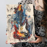 Electric Guita Art Watercolor Mixed Color Painting, Canvas Prints Wall Art Home Decor, Painting Canvas Art