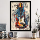 Electric Guita Art Watercolor Mixed Color Painting, Framed Art Prints Wall Decor, Picture Framed Painting