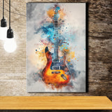 Electric Guita Watercolor Painting Art, Canvas Prints Wall Art Home Decor, Painting Canvas Art