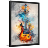Electric Guita Watercolor Painting Art, Framed Art Prints Wall Decor, Picture Framed Painting