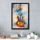 Electric Guita Watercolor Painting Art, Framed Canvas Prints Wall Art Decor, Floarting Frame Painting Canvas Art