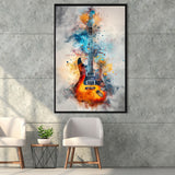 Electric Guita Watercolor Painting Art, Framed Canvas Prints Wall Art Decor, Floarting Frame Painting Canvas Art