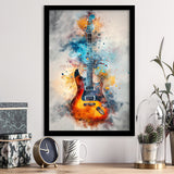 Electric Guita Watercolor Painting Art, Framed Art Prints Wall Decor, Picture Framed Painting