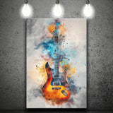 Electric Guita Watercolor Painting Art, Canvas Prints Wall Art Home Decor, Painting Canvas Art