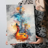 Electric Guita Watercolor Painting Art, Canvas Prints Wall Art Home Decor, Painting Canvas Art
