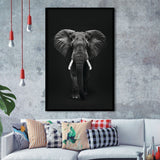 Elephant Portrait Black And White V1, Framed Art Prints Wall Decor, Picture Framed Painting