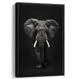 Elephant Portrait Black And White V1, Framed Canvas Prints Wall Art Decor, Floarting Frame Painting Canvas Art