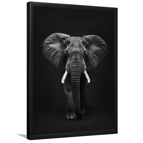 Elephant Portrait Black And White V1, Framed Art Prints Wall Decor, Picture Framed Painting