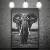 Elephant Portrait Black And White V2, Canvas Prints Wall Art Home Decor, Painting Canvas Art