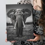 Elephant Portrait Black And White V2, Canvas Prints Wall Art Home Decor, Painting Canvas Art