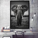 Elephant Portrait Black And White V2, Framed Art Prints Wall Decor, Picture Framed Painting