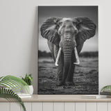 Elephant Portrait Black And White V2, Canvas Prints Wall Art Home Decor, Painting Canvas Art