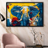 Elephant Portrait Mixed Color Painting, Framed Canvas Print Wall Art Decor, Floating Frame Painting Canvas