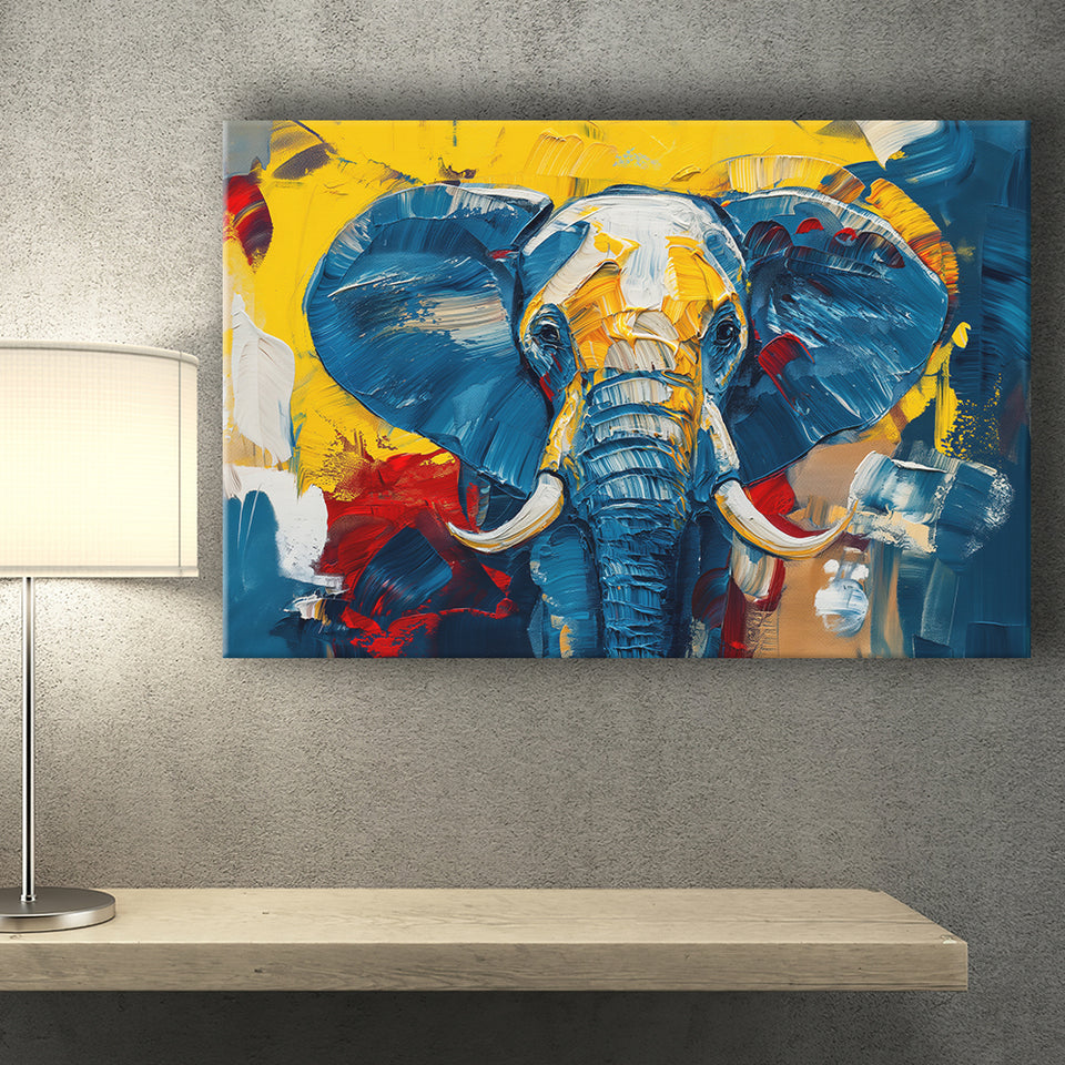 Elephant Portrait Mixed Color Painting, Canvas Print Wall Art Home Decor, Painting Canvas Art Print