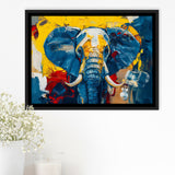 Elephant Portrait Mixed Color Painting, Framed Canvas Print Wall Art Decor, Floating Frame Painting Canvas
