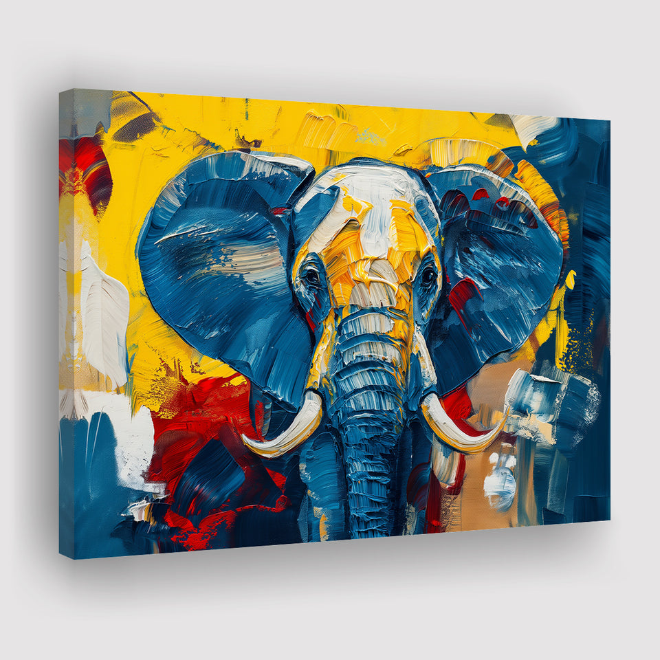 Elephant Portrait Mixed Color Painting, Canvas Print Wall Art Home Decor, Painting Canvas Art Print