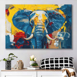 Elephant Portrait Mixed Color Painting, Canvas Print Wall Art Home Decor, Painting Canvas Art Print