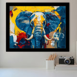 Elephant Portrait Mixed Color Painting, Framed Art Print Wall Decor, Picture Framed Painting Art