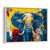 Elephant Portrait Mixed Color Painting, Framed Canvas Print Wall Art Decor, Floating Frame Painting Canvas