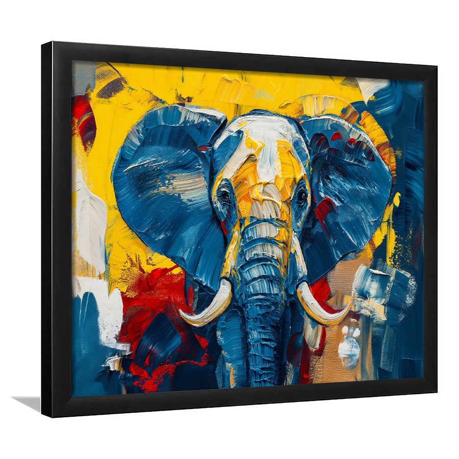 Elephant Portrait Mixed Color Painting, Framed Art Print Wall Decor, Picture Framed Painting Art