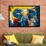 Elephant Portrait Mixed Color Painting, Framed Art Print Wall Decor, Picture Framed Painting Art