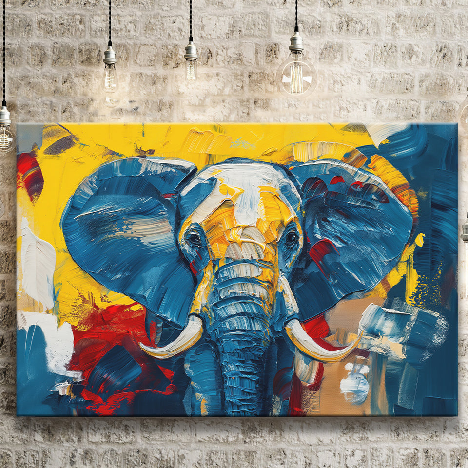 Elephant Portrait Mixed Color Painting, Canvas Print Wall Art Home Decor, Painting Canvas Art Print