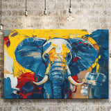 Elephant Portrait Mixed Color Painting, Canvas Print Wall Art Home Decor, Painting Canvas Art Print