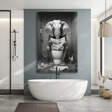 Elephant Print Canvas Prints Wall Art, Funny Bathroom Decor, Elephant in Toilet