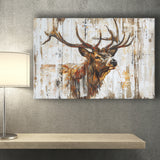 Elk With Antler Painted On Wood Art, Canvas Print Wall Art Decor, Landscape Art Print